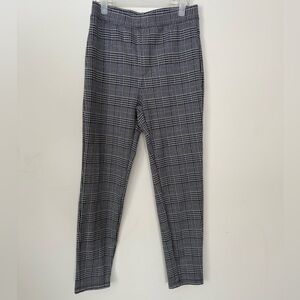 Halara Flex High Waisted Pocket Houndstooth Plaid Skinny Work Pants Blue White